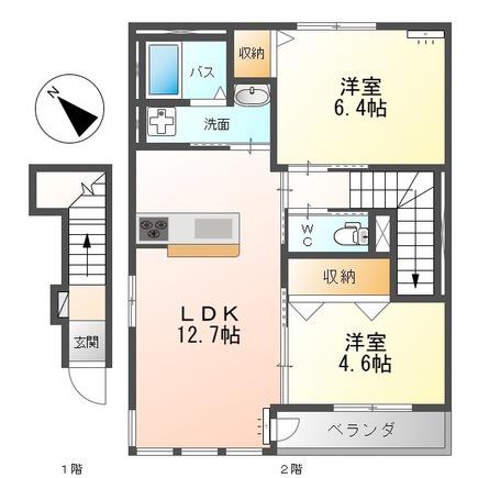 ボン シャンス II 201(2LDK/2階)の間取り写真