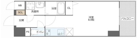 MELDIA CREST 桜ノ宮 KIRSCH(ワンルーム/2階)の間取り写真