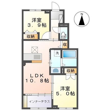 シャイン ヴィレッジ 大木戸 D(2LDK/1階)の間取り写真