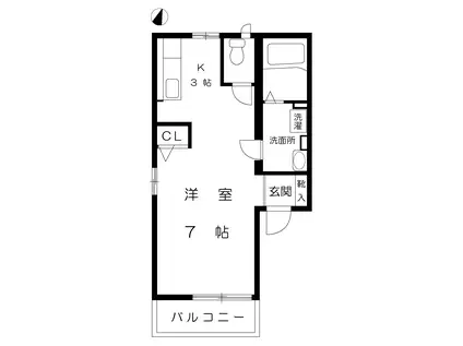 エグリーブル六甲(1K/2階)の間取り写真