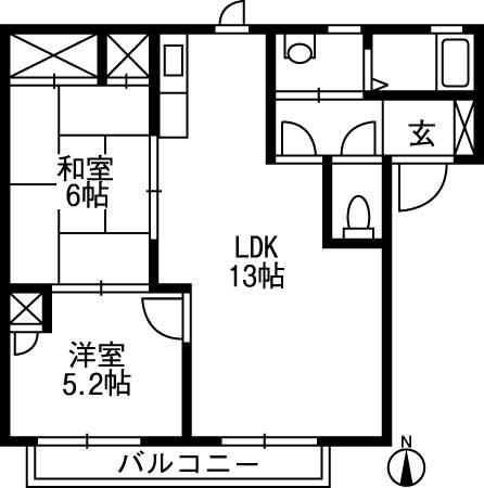 ベイサージュ B(2LDK/2階)の間取り写真