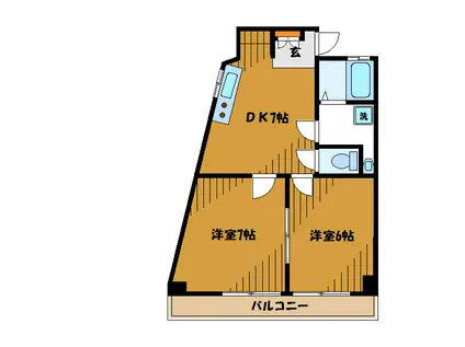 岡部マンション(2DK/4階)の間取り写真