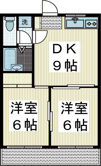 アイネス向ヶ丘(2DK/4階)の間取り写真