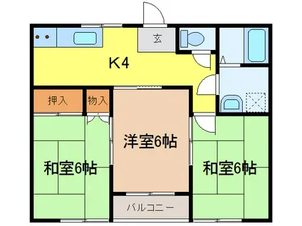 栗生コーポB棟(3K/2階)の間取り写真