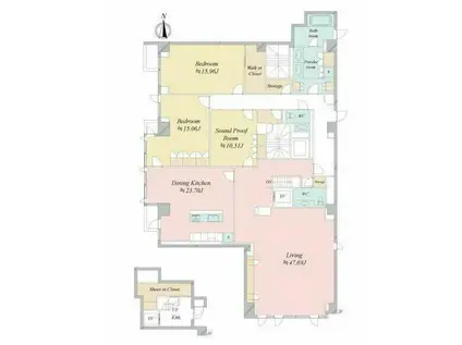 プレミアムレジデンス白金長者丸(3SLDK/2階)の間取り写真