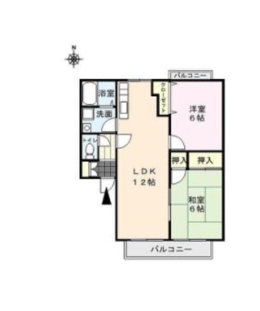 グリーンタウン津留崎(2LDK/1階)の間取り写真