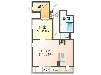 シンフォニー中町(1LDK/9階)の間取り写真