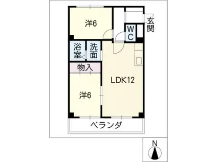 サンハイツ極楽(2LDK/1階)の間取り写真