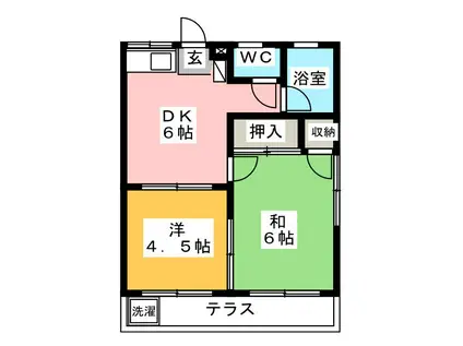 桃江荘(2DK/2階)の間取り写真
