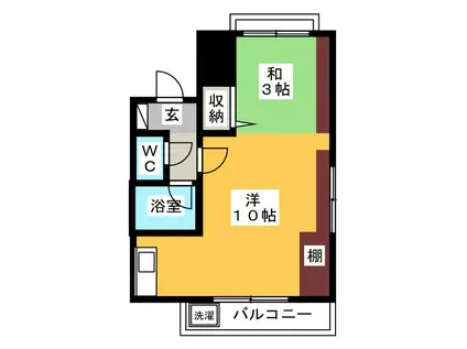 ベルトピア福岡III(ワンルーム/1階)の間取り写真