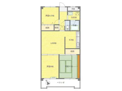 コーポ ラ・メール(3LDK/5階)の間取り写真