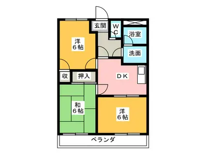 メゾンドソレイユII(3DK/1階)の間取り写真