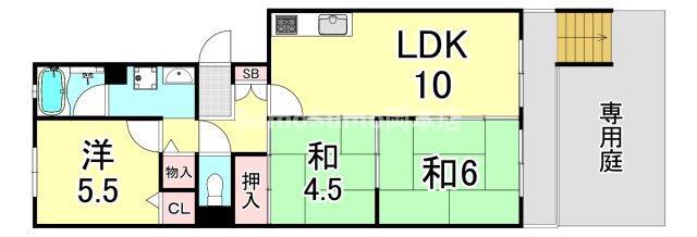 サニーハウス岡本(3LDK/1階)の間取り写真