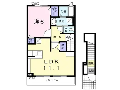 Y・Y LILY A(1LDK/2階)の間取り写真