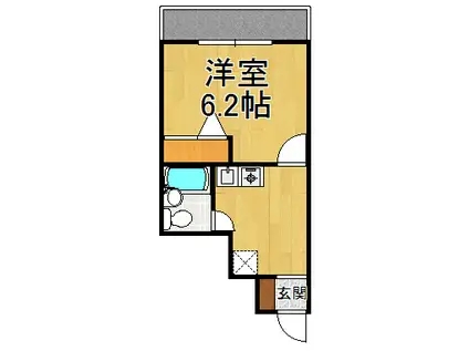 カザヴィエント(1K/3階)の間取り写真