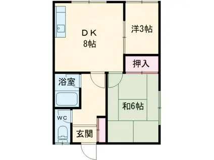 コミュニティ富岡I(1SDK/2階)の間取り写真