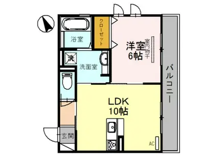 プリムローズ・佳音(1LDK/2階)の間取り写真