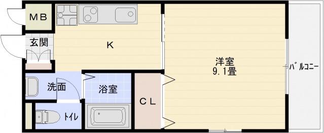 レナードユー(1K/1階)の間取り写真