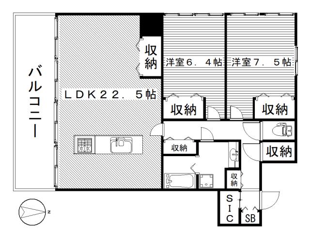 ランディング・モジュール(2LDK/2階)の間取り写真