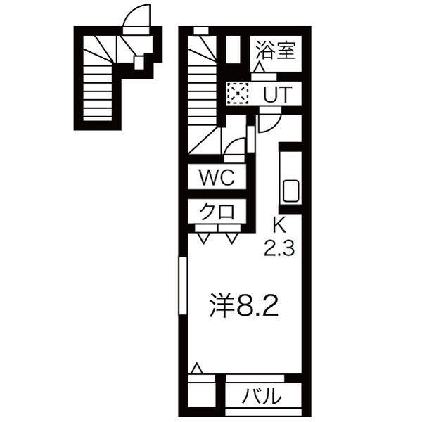 GRIT 浪江(1K/2階)の間取り写真
