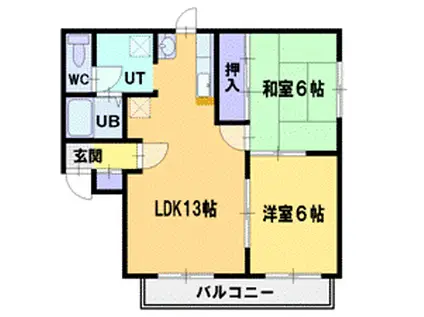 ホワイトヒルズ(2LDK/1階)の間取り写真