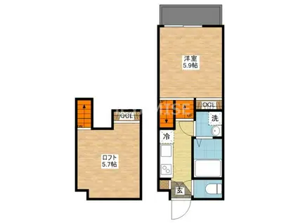 デ・クメール空港通(1SK/2階)の間取り写真