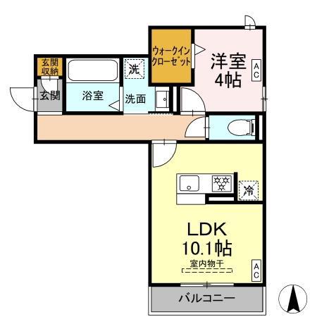 EMIRY白銀(1LDK/2階)の間取り写真