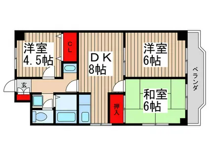 レジデンス富美浜(3DK/4階)の間取り写真