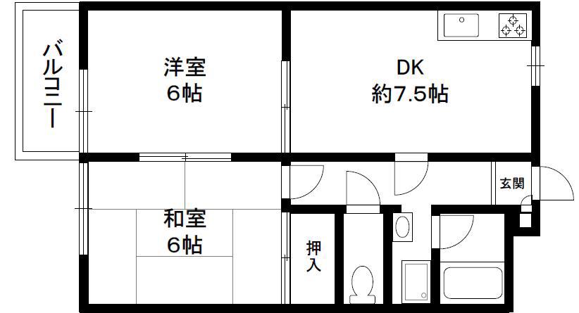 ハイツアメニティ(2DK/2階)の間取り写真