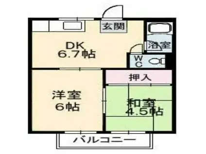 巻幡アパート(2DK/2階)の間取り写真