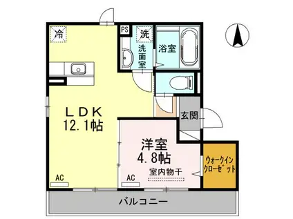 セジュールDHA棟(1LDK/2階)の間取り写真