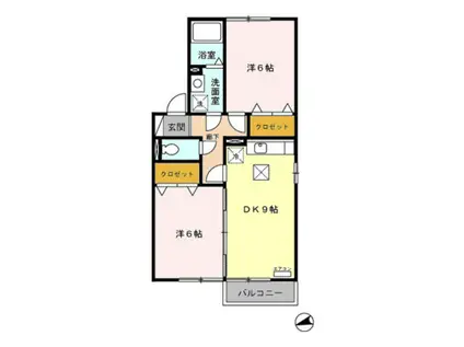 フラッツウィンドA(2DK/1階)の間取り写真