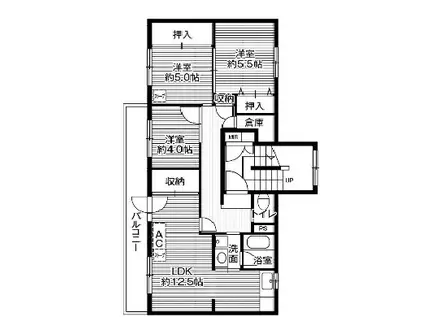 ビレッジハウス春光3号棟(3LDK/4階)の間取り写真
