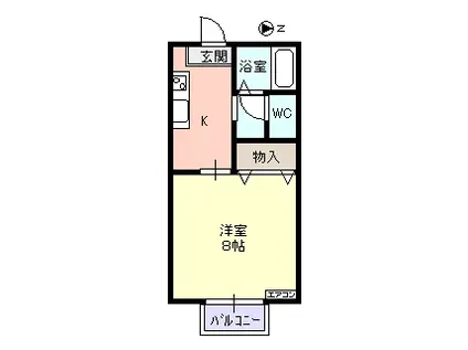 ソリスト セレナーデ(1K/1階)の間取り写真