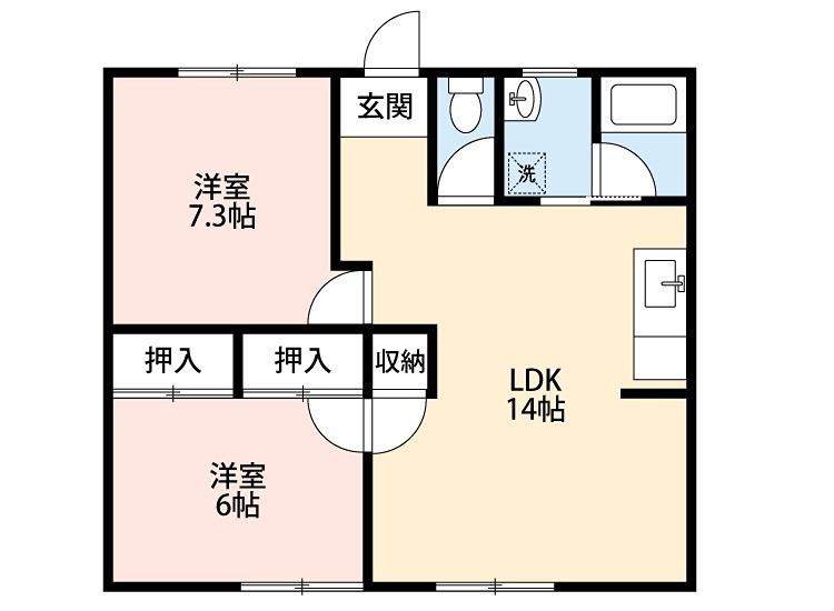 ベルハイツ(2LDK/1階)の間取り写真