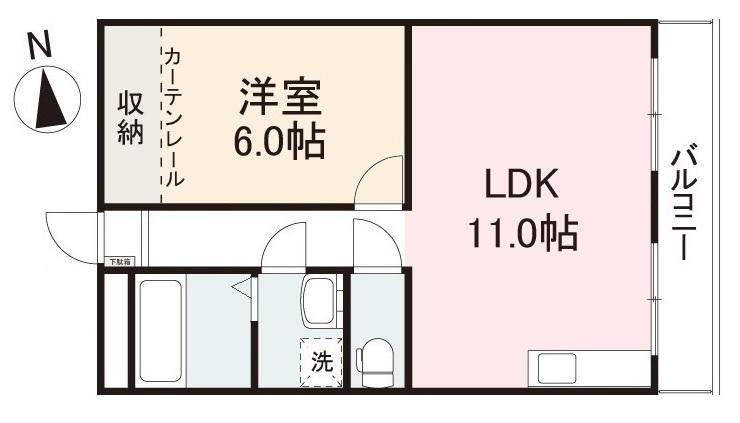 末広ハイツ(1LDK/2階)の間取り写真
