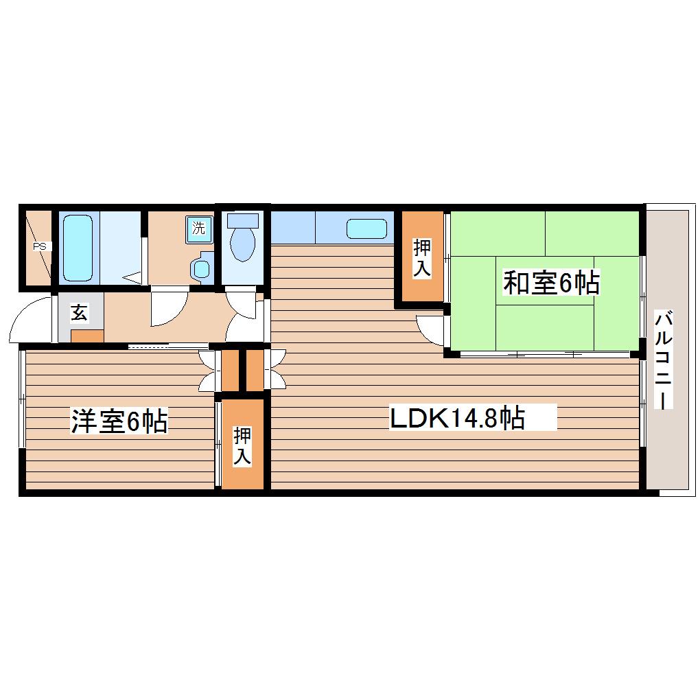 斎藤マンション(2LDK/4階)の間取り写真