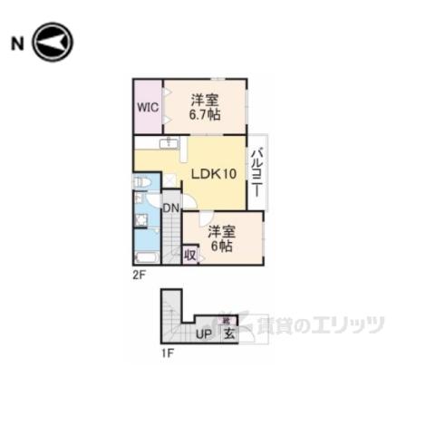 エレガンス(2LDK/2階)の間取り写真
