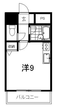 アスターハウス新本町(ワンルーム/2階)の間取り写真