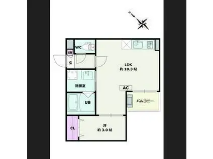 JACK YAWATA II(1LDK/1階)の間取り写真