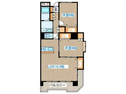 191ビル(2LDK/9階)の間取り写真