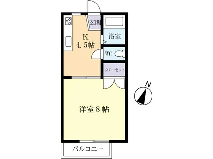 グランドゥール富(1K/2階)の間取り写真