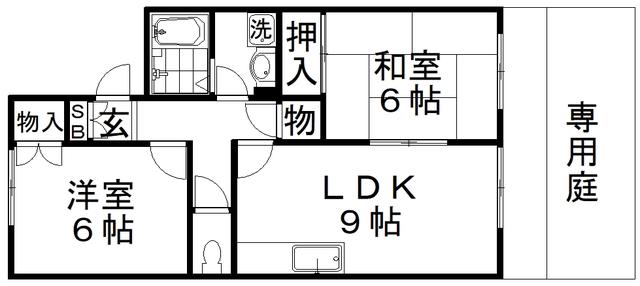メゾンモチの木(2LDK/1階)の間取り写真