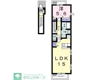 マーガレットヒルB(1LDK/2階)の間取り写真