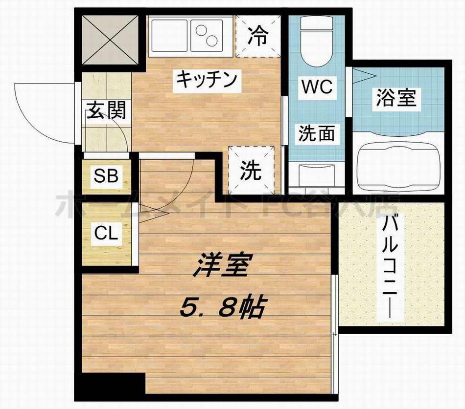 SERENITE本町REFLET(1K/9階)の間取り写真