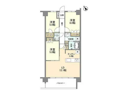 ARK CITY船堀(3LDK/3階)の間取り写真