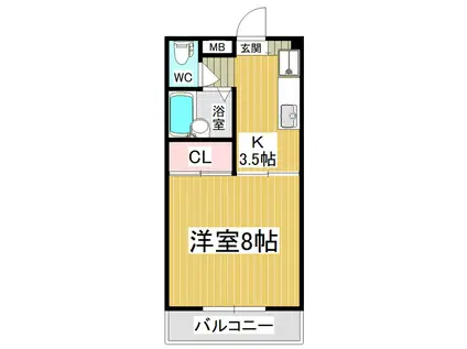 コンチェルト(1K/2階)の間取り写真