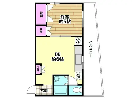 サニーコートU(1DK/3階)の間取り写真