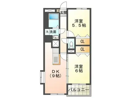 サンヒルズII(2DK/2階)の間取り写真