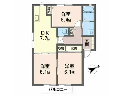 メゾン・リブラ B棟(3DK/2階)の間取り写真